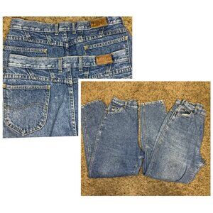 VINTAGE LEE Official Mom Jeans Light Acid Wash Pleated Lot Of 2 Sz 16M 32x29